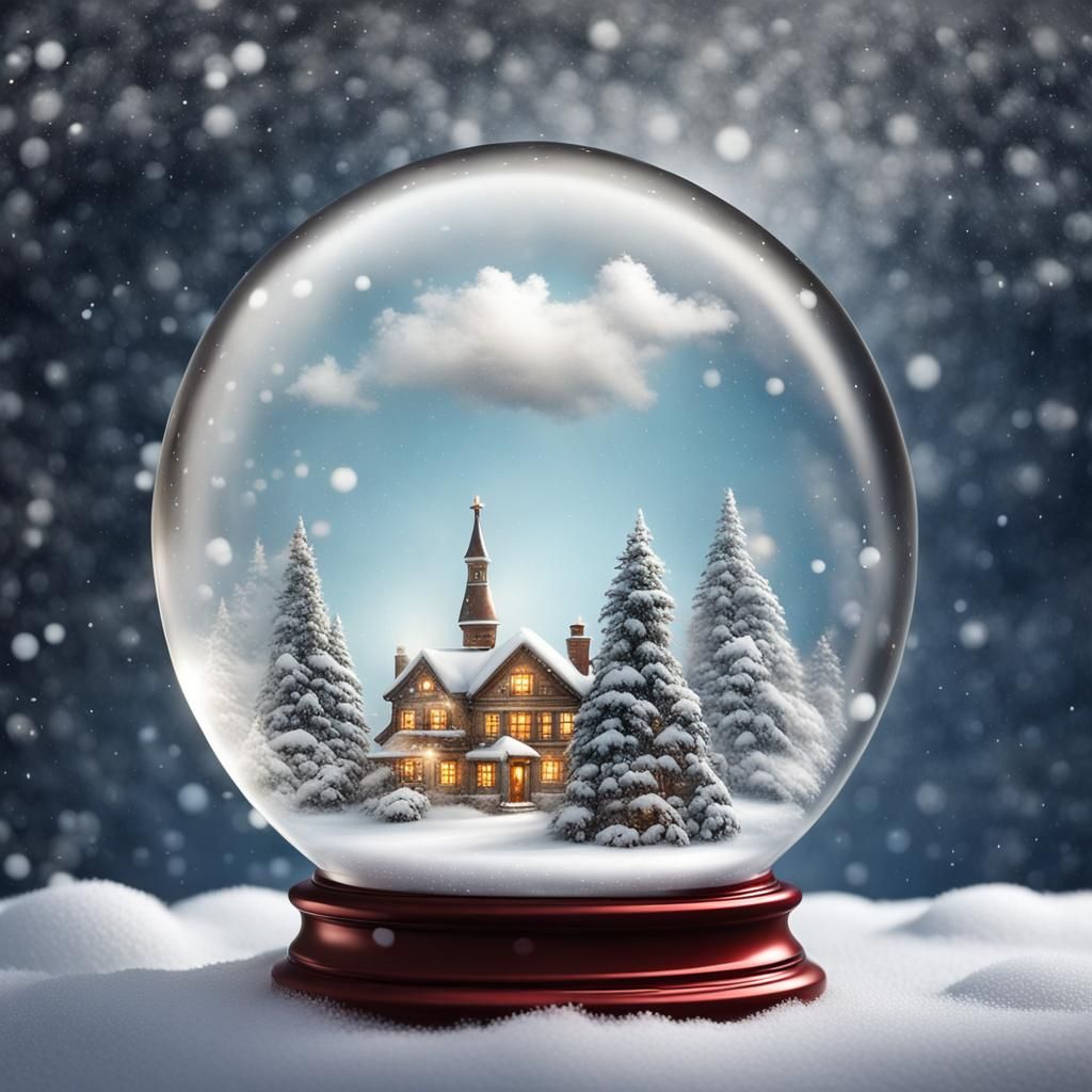 Christmas Snow Globe in Naive Winter Sky