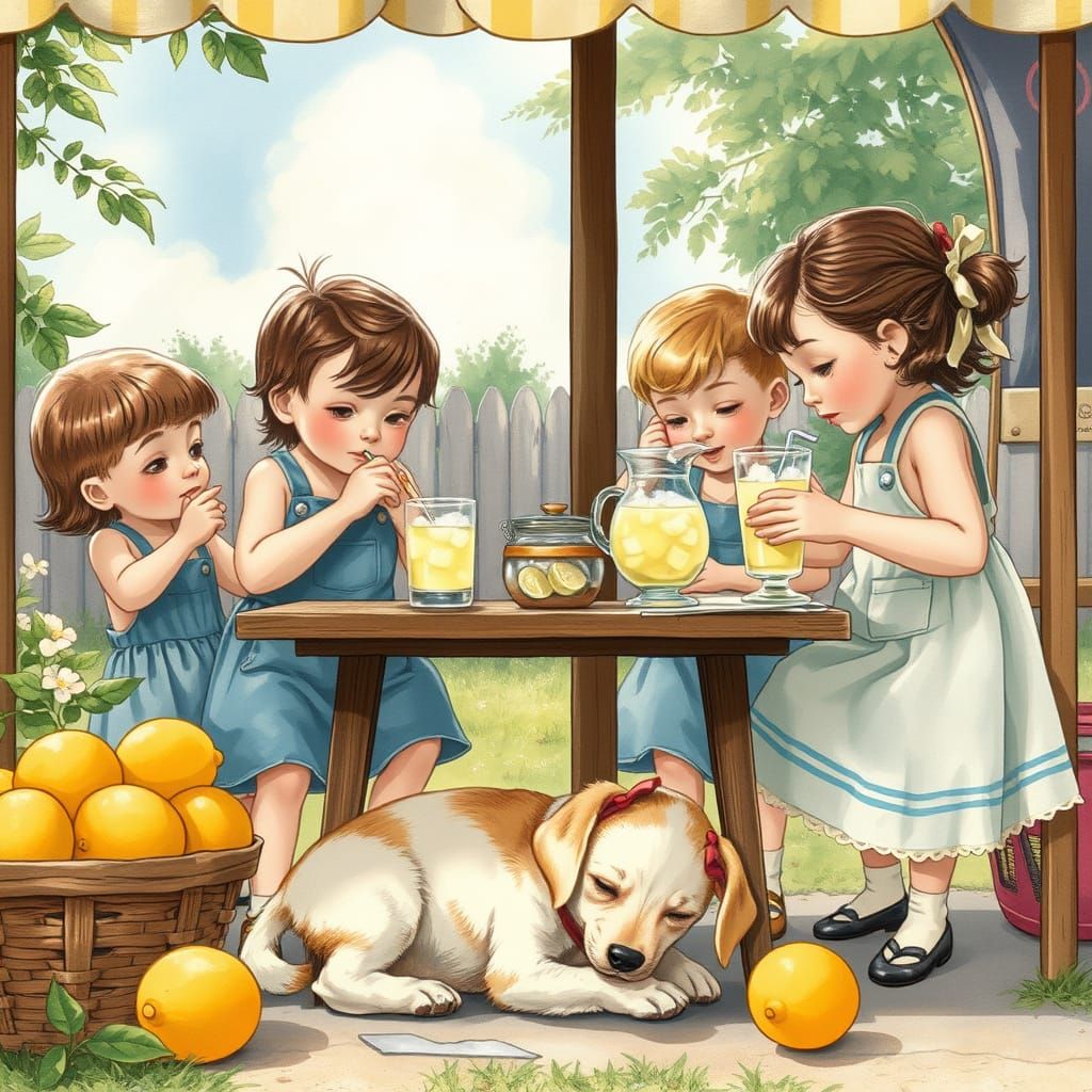 Children's Lemonade Stand in Rockwell Style