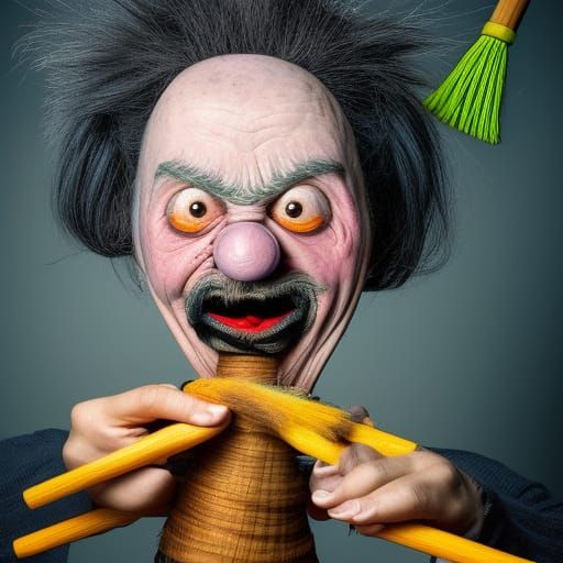 Witch with Broom in Ed Roth Style
