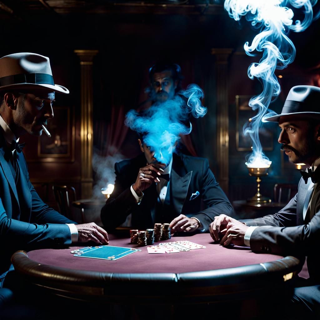 Dark Surrealism: Mysterious Figures Playing Poker