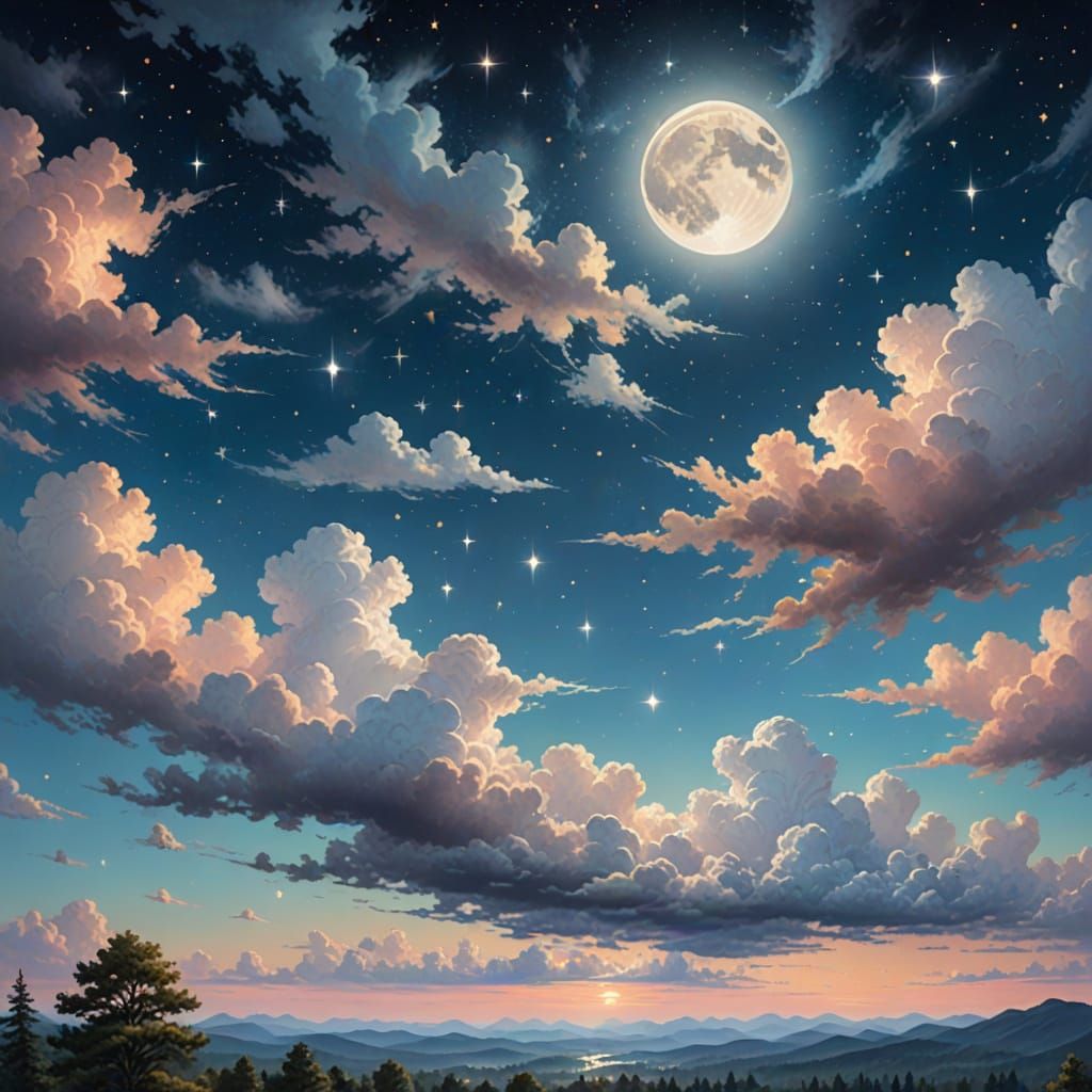 Surreal Celestial Masterpiece with Soft Focus and Pastel Col...