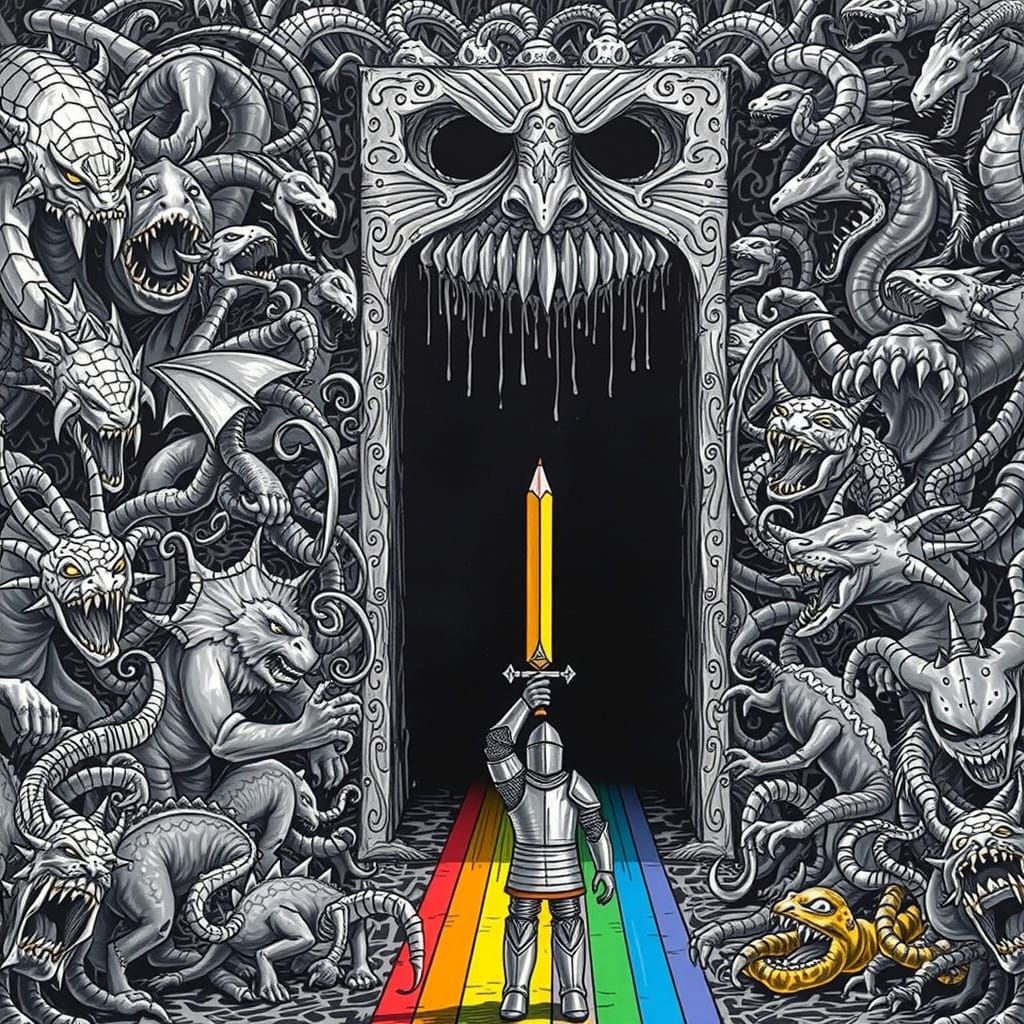 Epic Fantasy Portal Battle in Vibrant Color