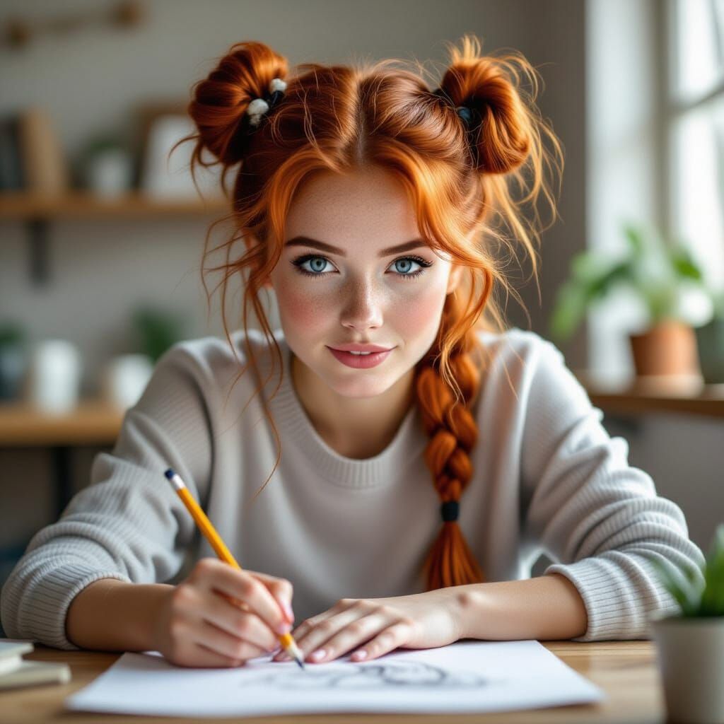 Woman Creates Fantasy World with Pencil