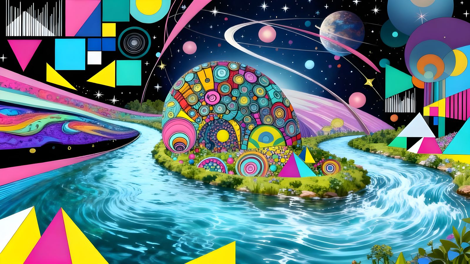 Kaleidoscopic Garden Reflecting The Flow Of Time