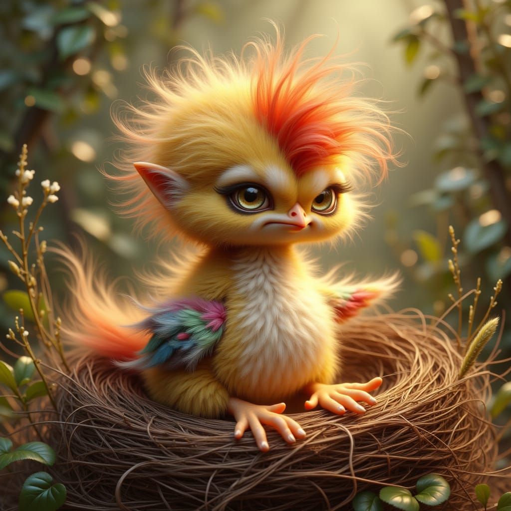Grumpy Chick in an Impressionist Style