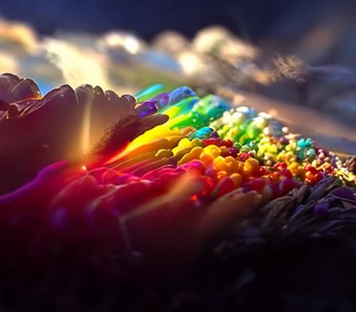 Rainbow Sunbeams: A Vivid Cosmic Aurora