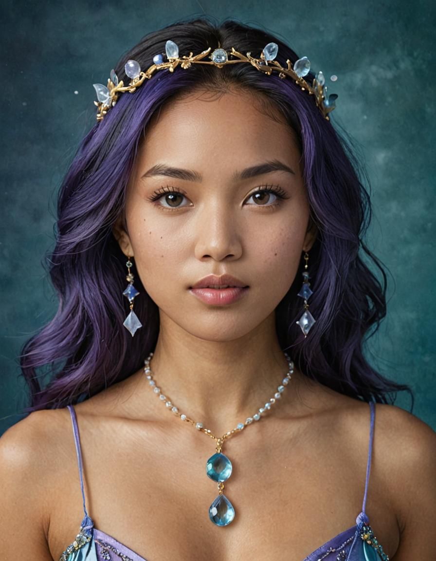 Pisces Goddess Portrait with Crystals