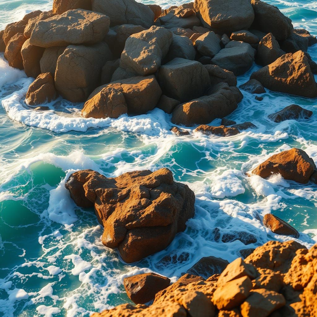 Turquoise Atlantic Waves Crash Against Rocky Shores in Vibra...