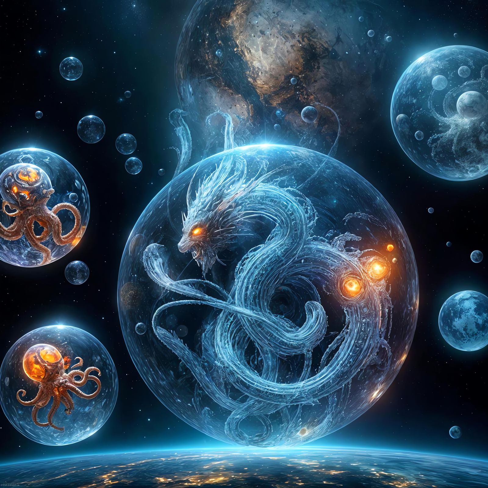 Glass Planets Constellation with Trapped Creatures