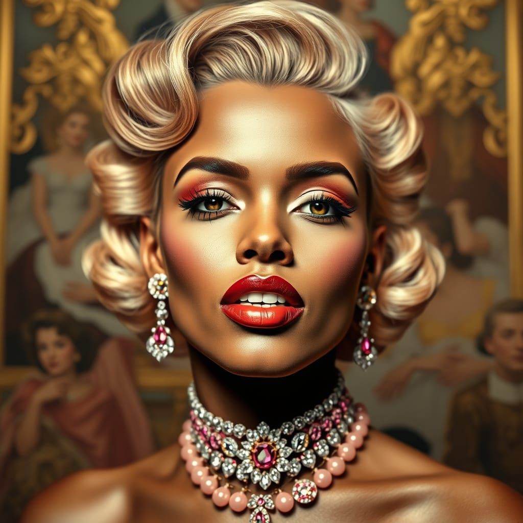 Afroamerican Goddess in Opulent Versailles Setting