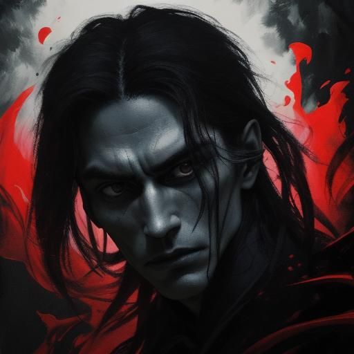 Vampire and Dragon in Mystical Forest: Expressionist Style