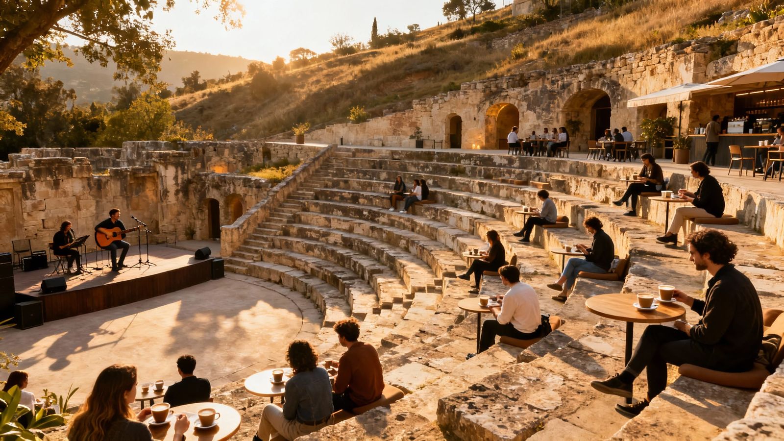 Amphitheater Café: Ancient Ruins Reimagined as Modern Social...