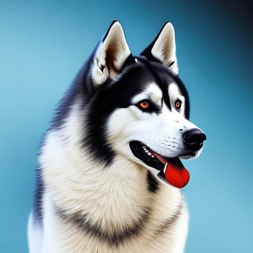 Hyperrealistic Husky Dog in Splash Art Style