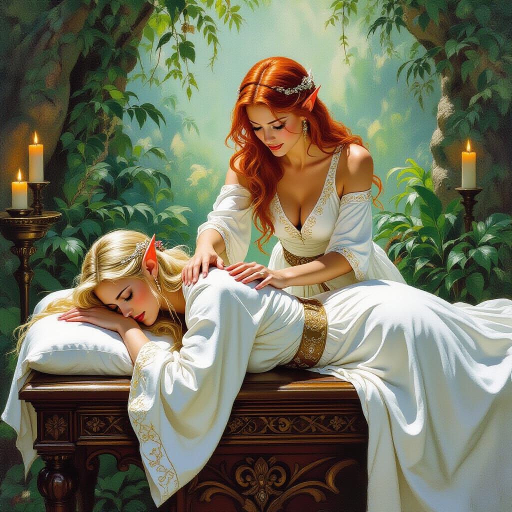Elf Massage in the Style of Fantasy Art