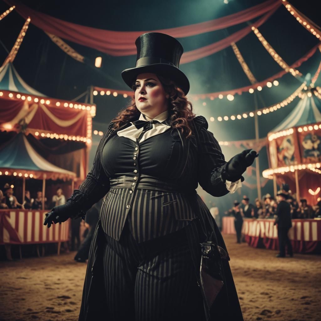 Glamorous Woman in Magical Circus: Cinematic Film Still
