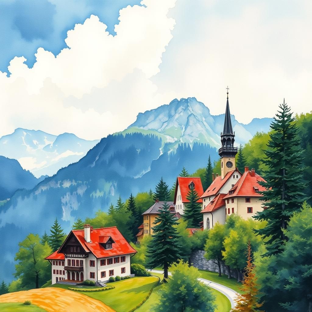 Bohemian Switzerland in Gouache Style