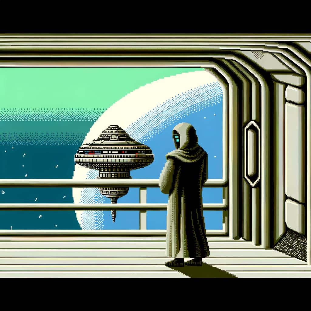 8-Bit Sci-Fi Figure in Space Colony