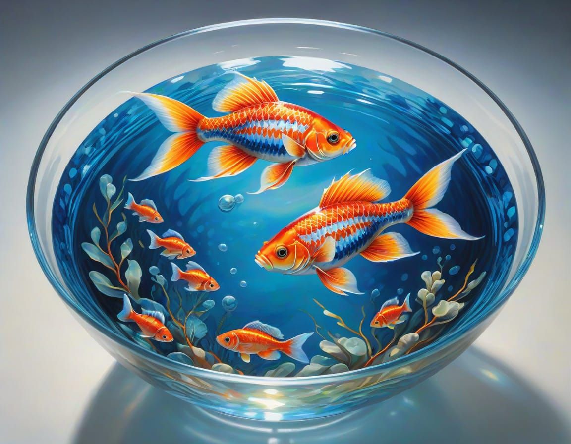 Colorful Fish Swim in Serene Water Scene