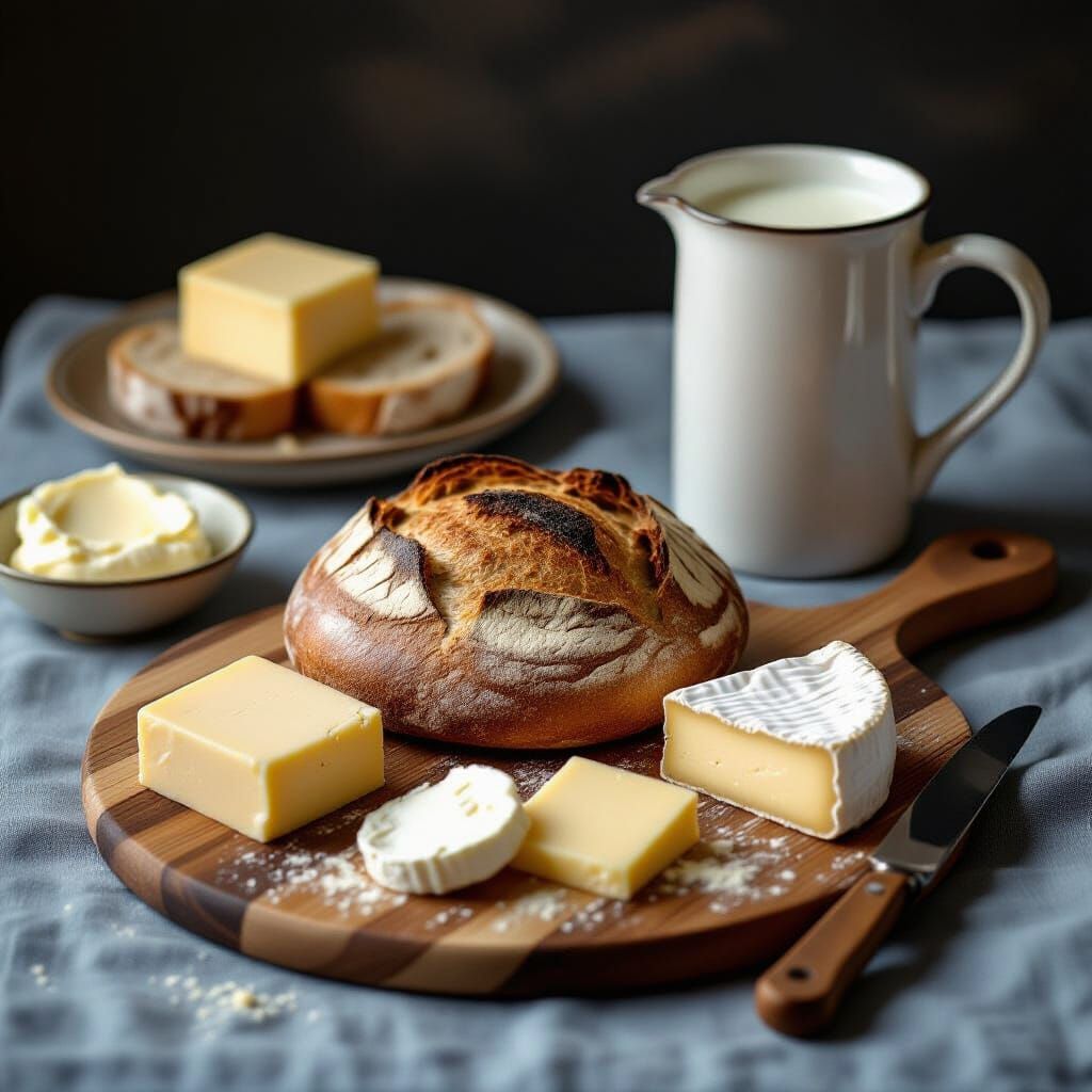 Still Life with Bread and Cheese in Flemish Style