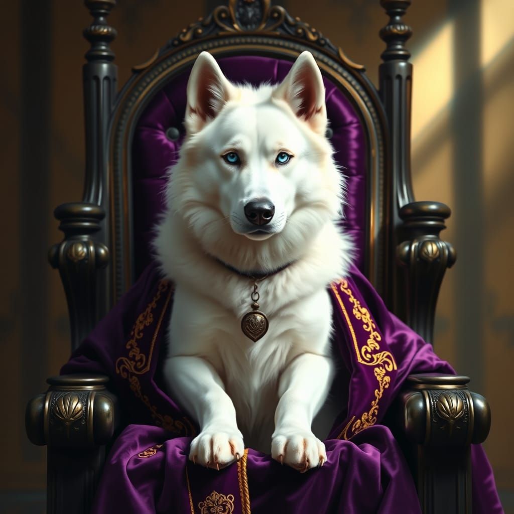 Husky King on Obsidian Throne, Classic Portrait