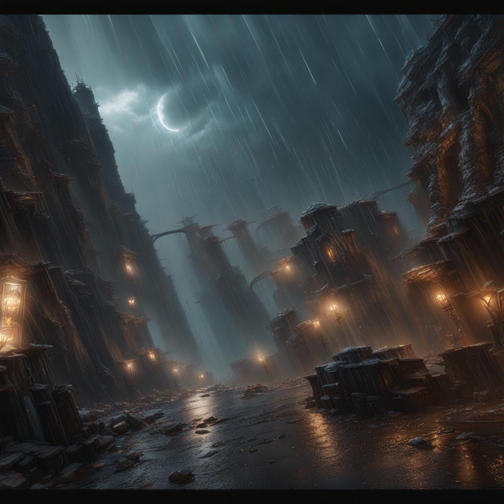 Apocalyptic Rain of Magic Comets: Detailed Matte Painting