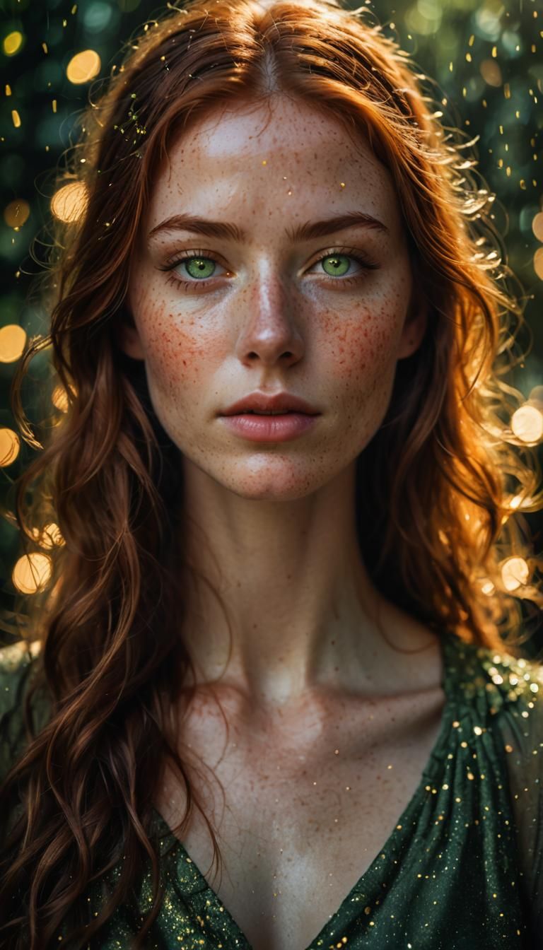 Ethereal Portrait of Woman with Green Eyes
