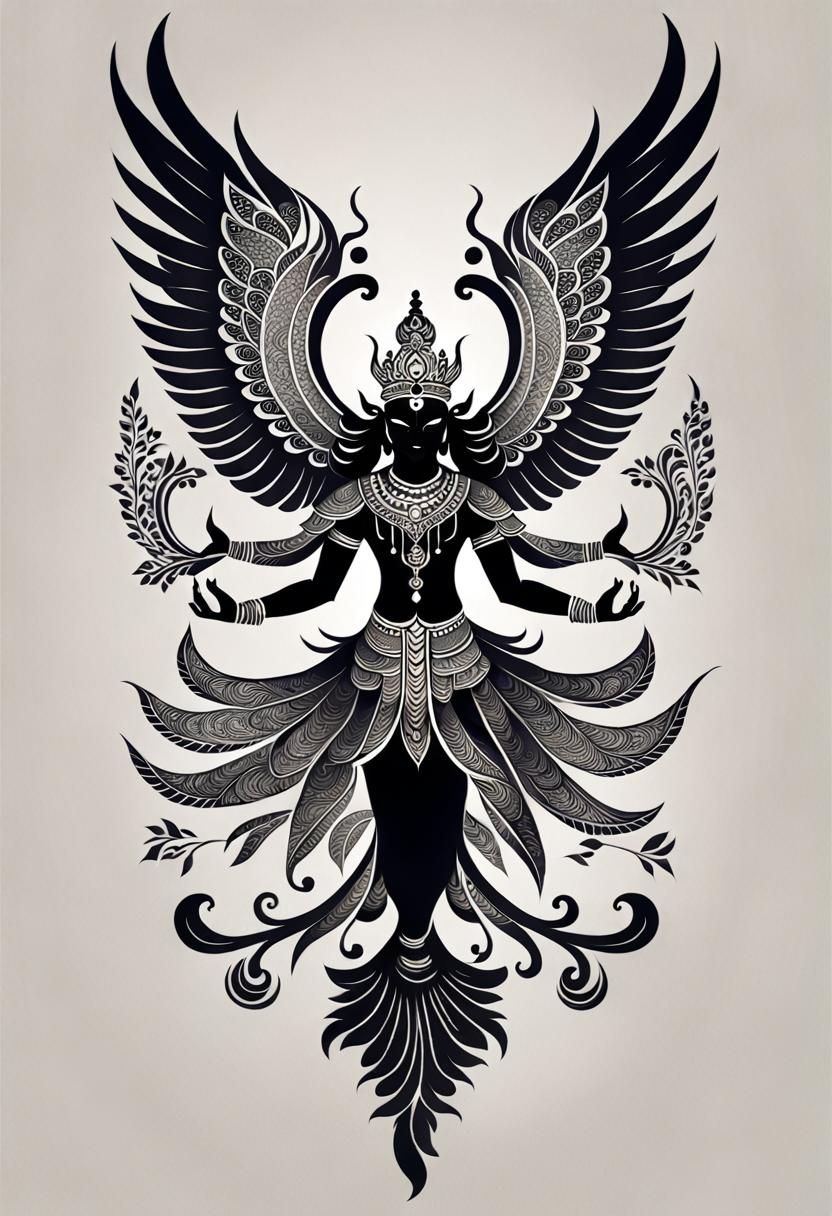 Victorian Silhouette of Garuda from Indian Mythology