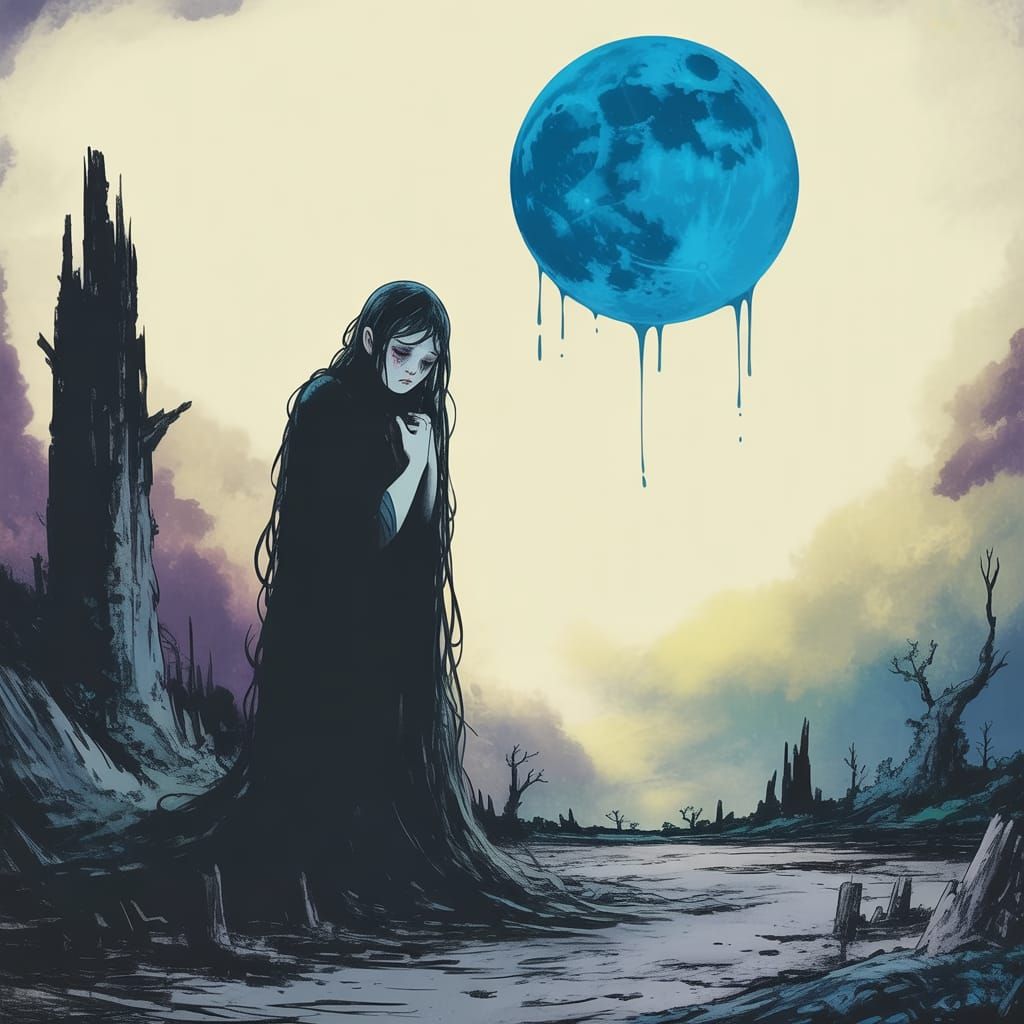 Despair Under a Blue Moon: Dark Fantasy Art