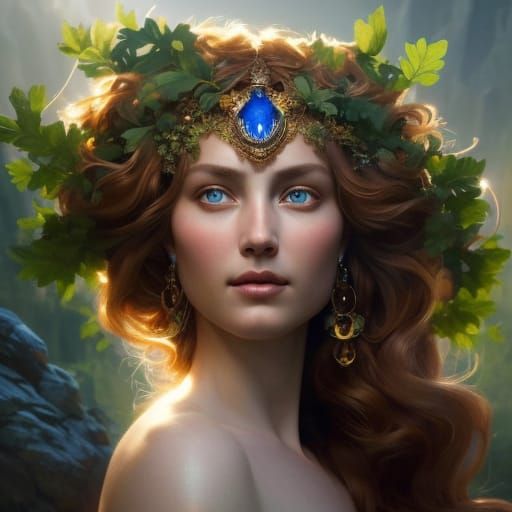 Goddess Gaia Portrait in Gothic Art Style