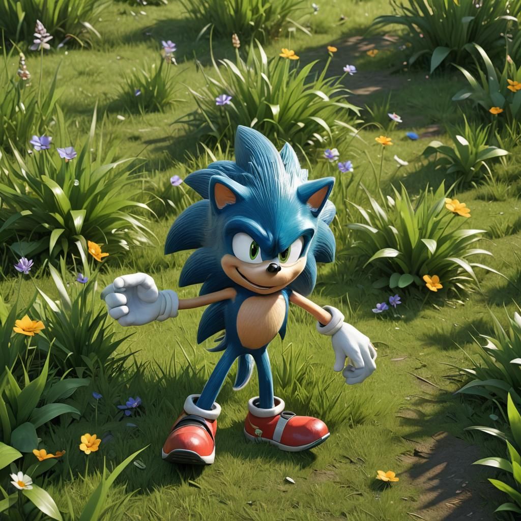 Sonic the Hedgehog in Vibrant 3D Cartoon Style