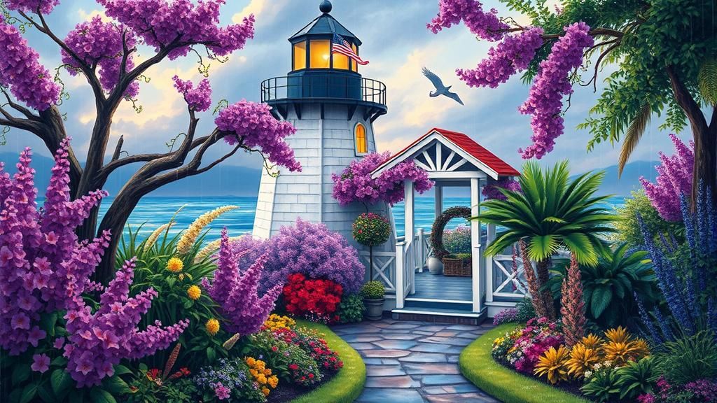 Serene Garden View in Vivid Colors