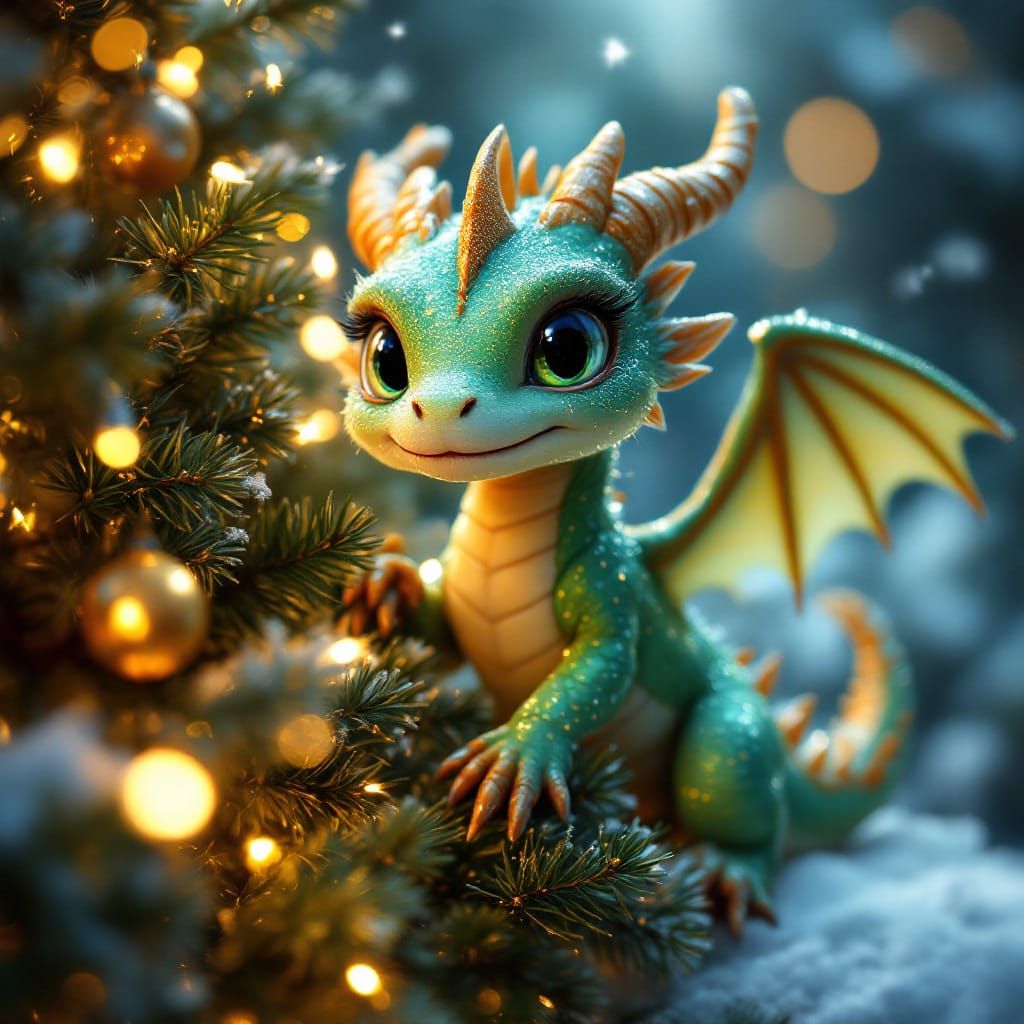 Glittering Dragon Ornament in Christmas Tree