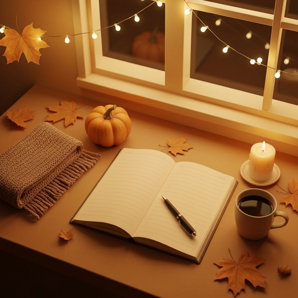 Cozy Pixar 3D Workspace with Warm Autumn Light