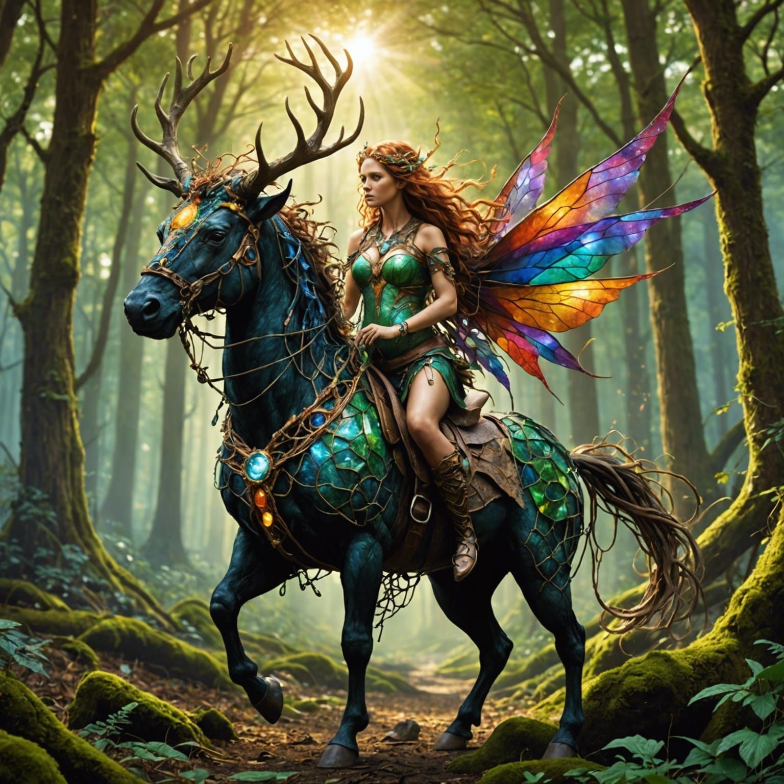 Nymph Rider in Windswept Mandelbrot Forest