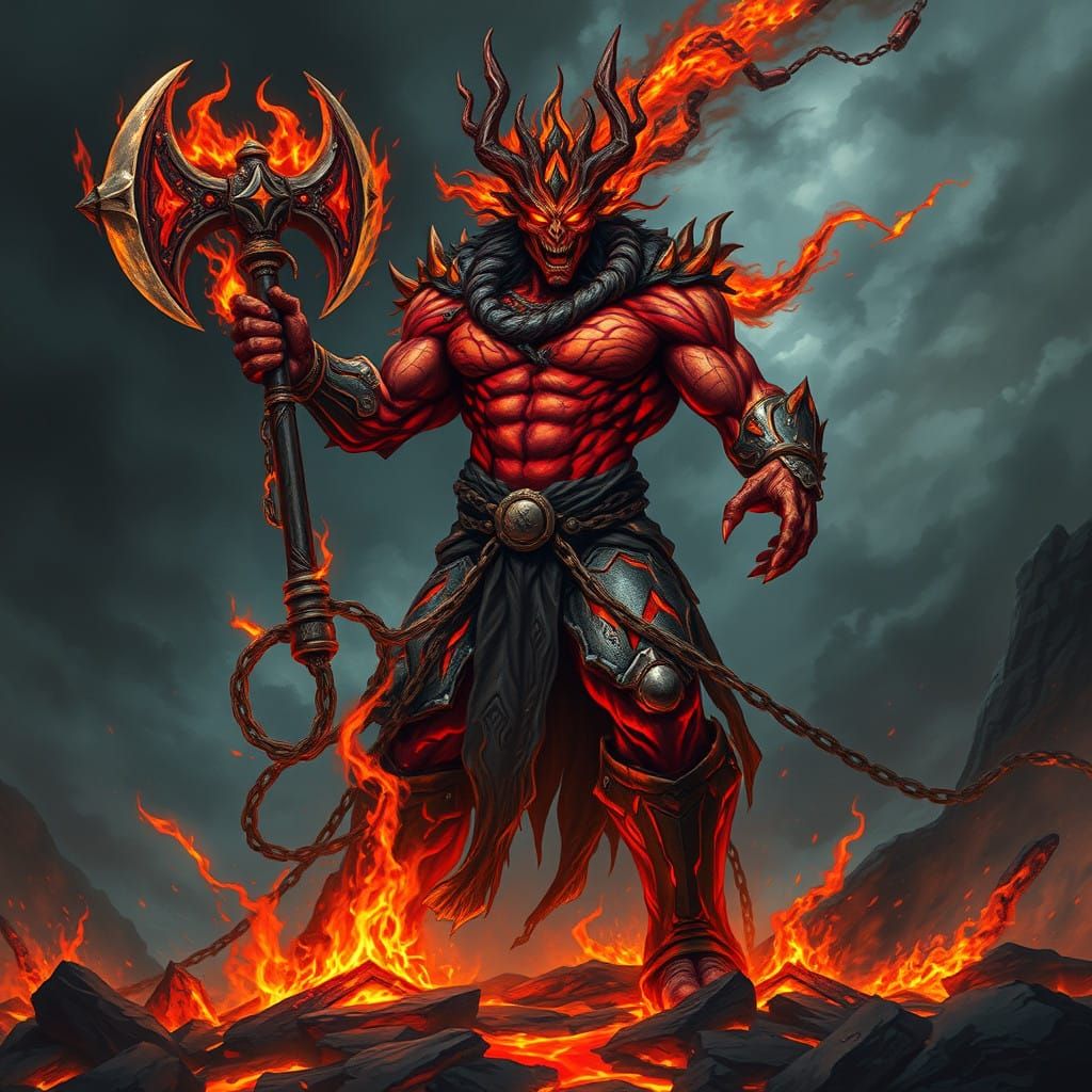 God of Unyielding Fury Embodies Blazing Wrath and Destructio...