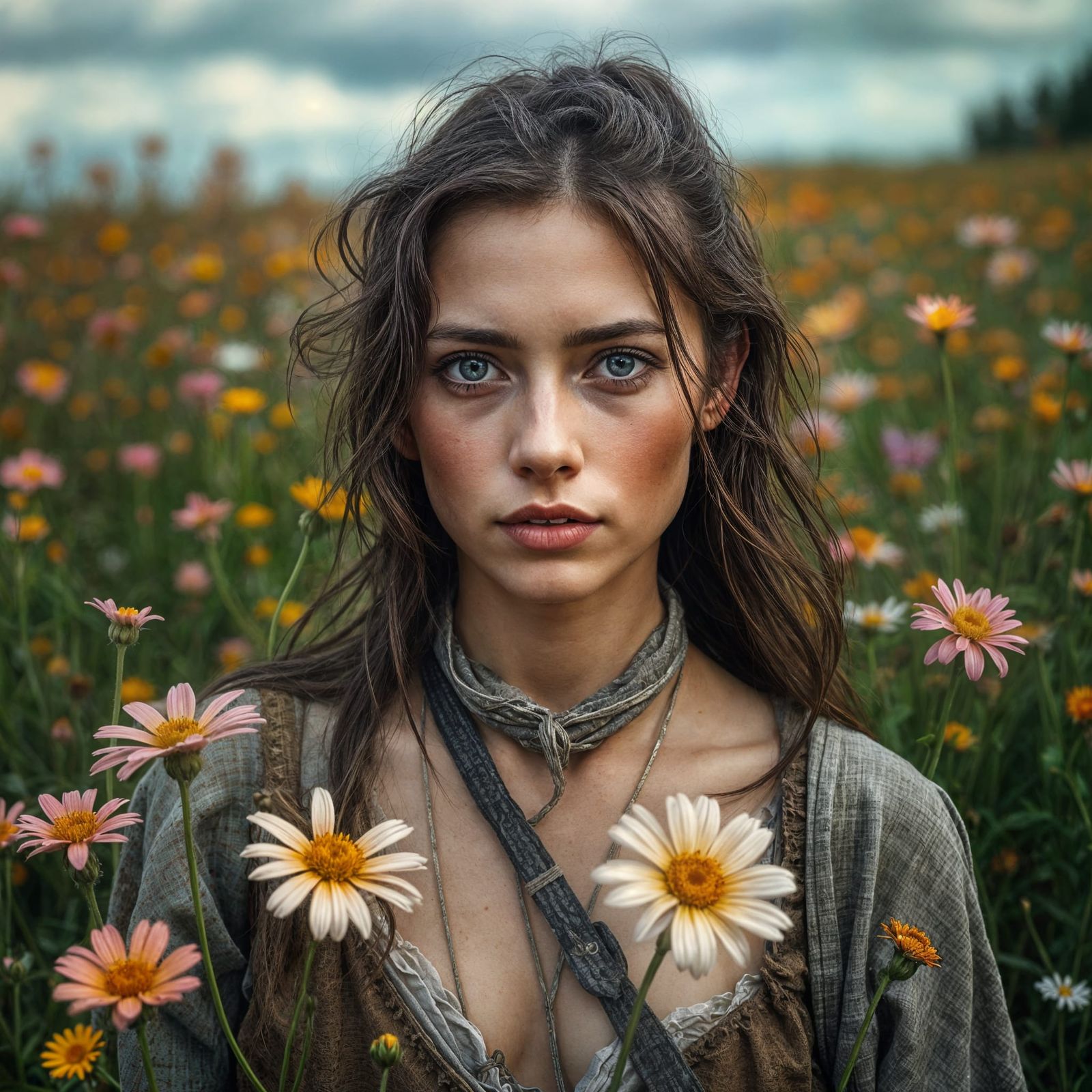 Ethereal Beauty Among Wildflowers