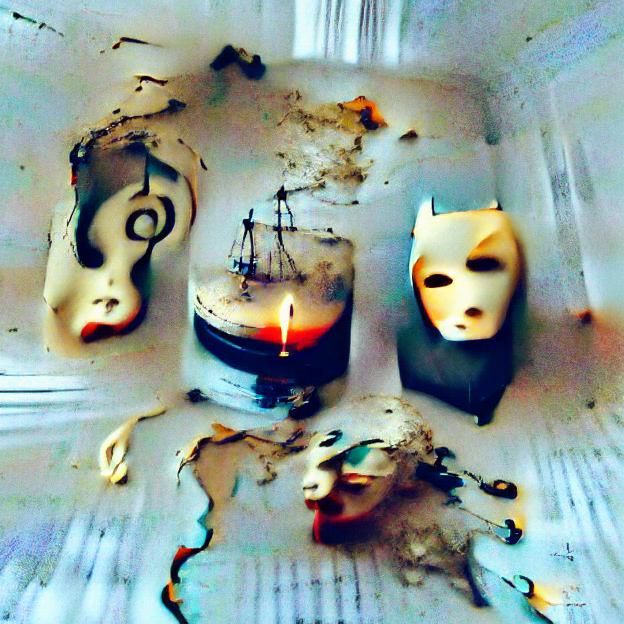 Surreal Candle Drowned in Wax: AI Art