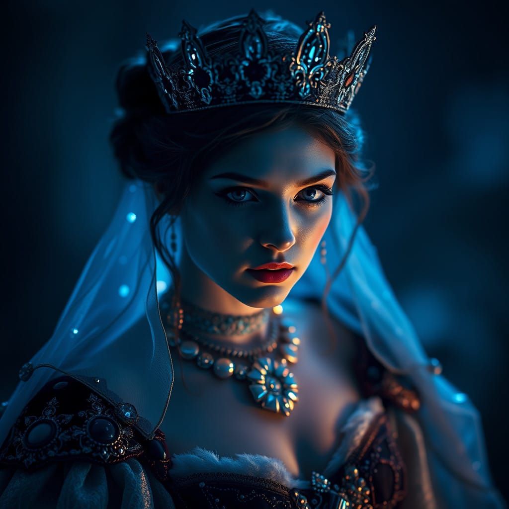 Regal Beauty in Warm Blue Light