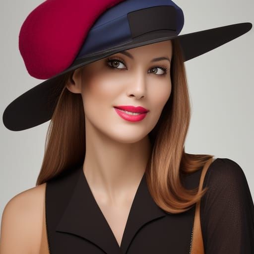 Orphic Cubism Gyaru Portrait with Raspberry Beret