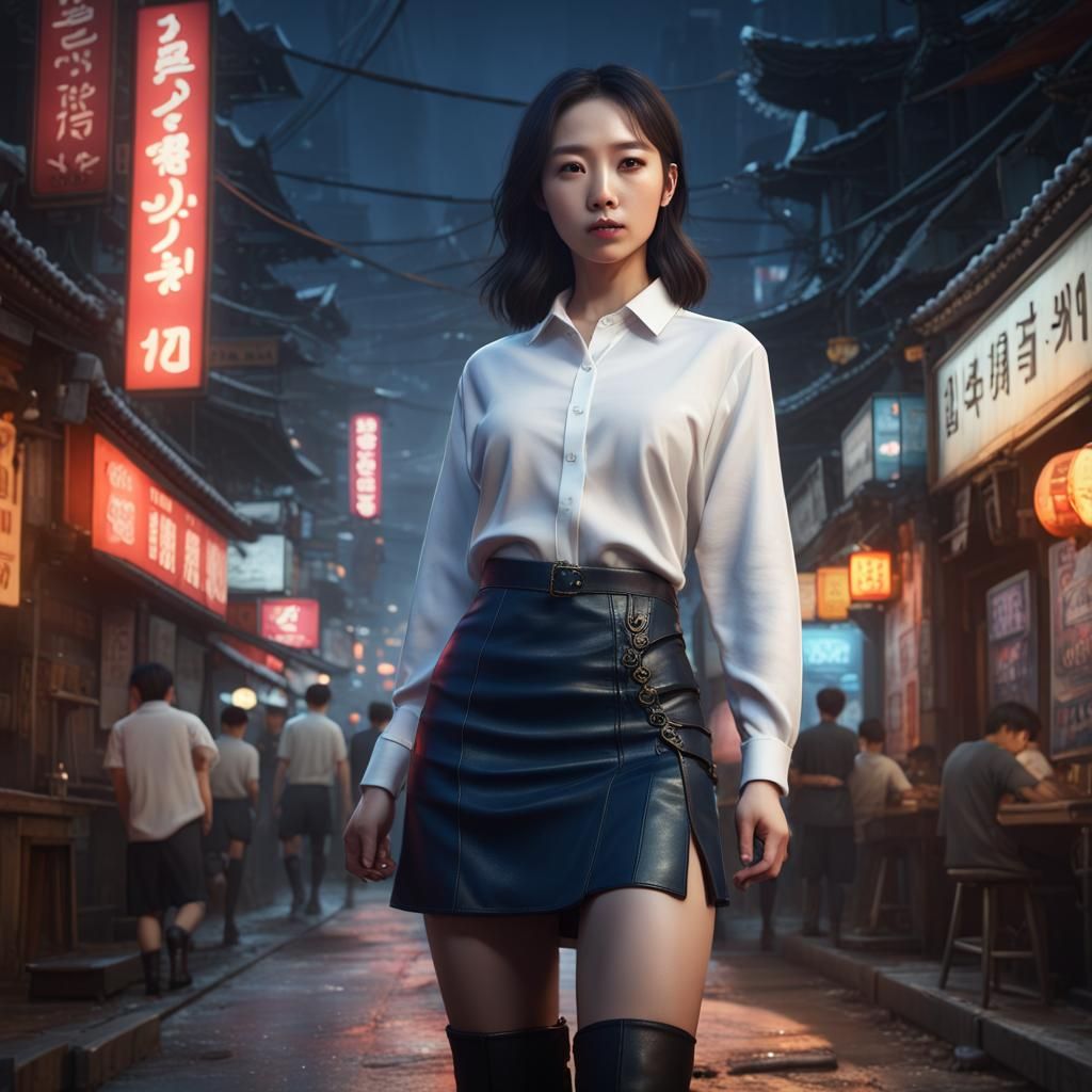 Kim Min-Jung Enjoys Nightlife in Detailed Matte Painting