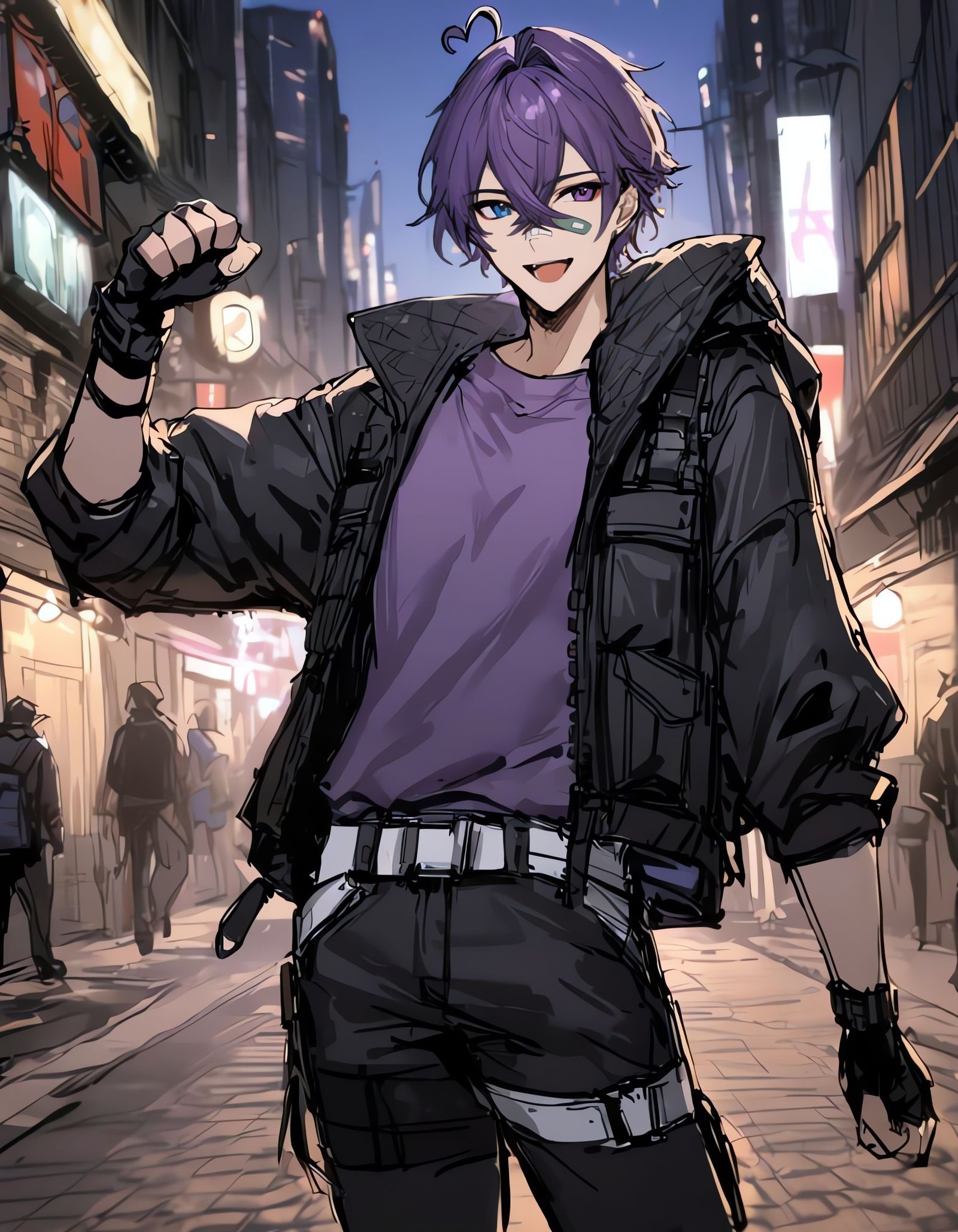 Anime Cowboy with Heterochromia in Techwear