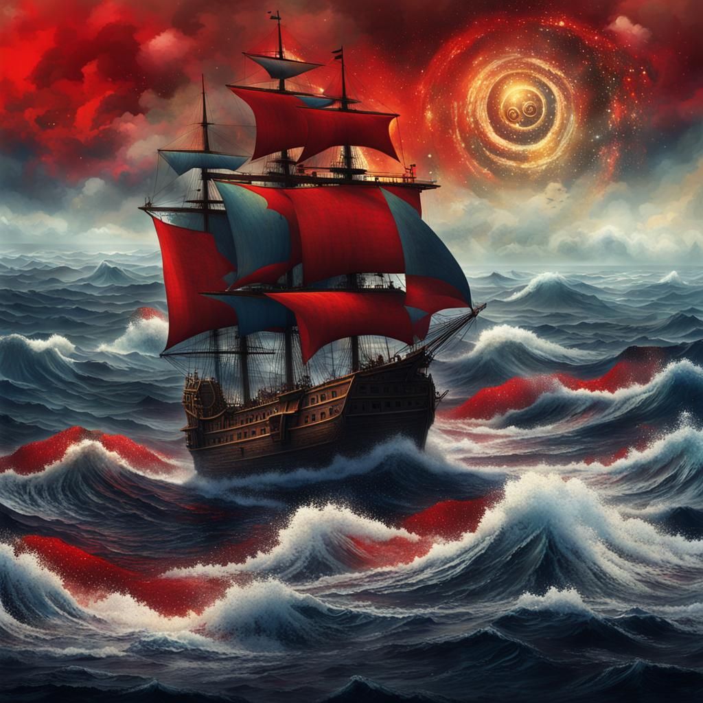 Surrealist Naval Scene by Miró: Open Sea Conflict