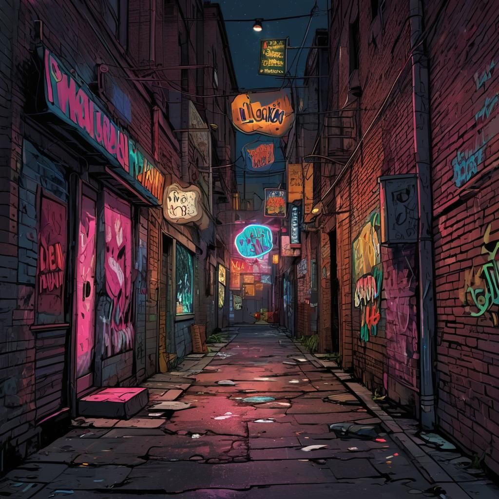 Gritty Comic Book Villain Laughing in Dark Alley