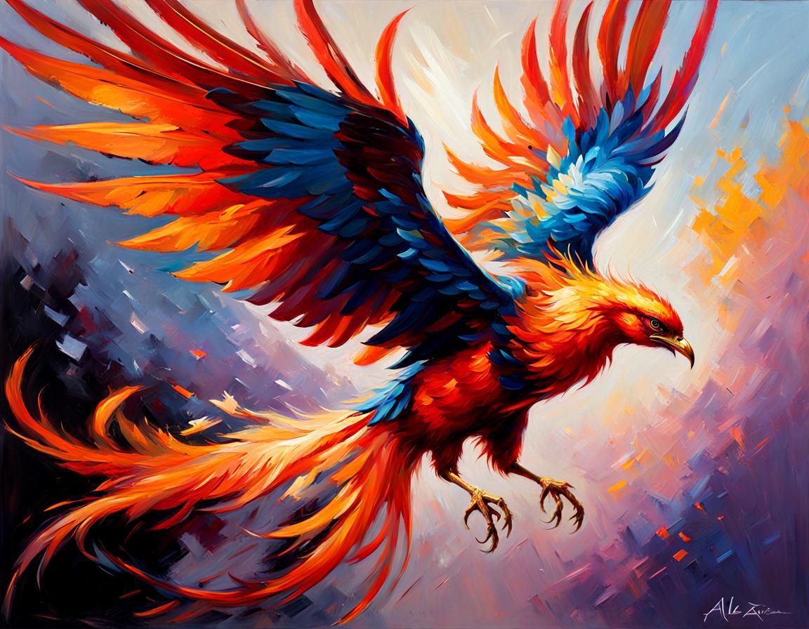 Vibrant Phoenix Rising: An Alla Prima Oil Painting