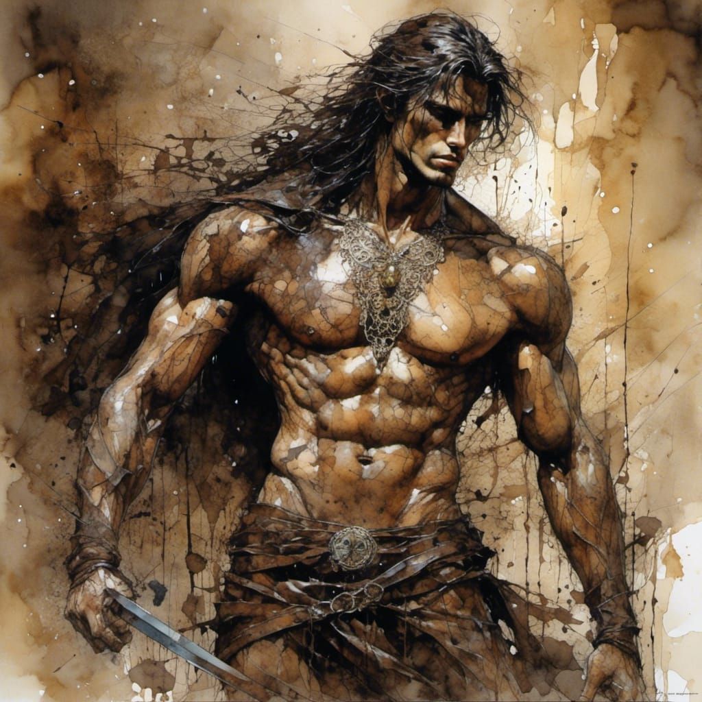 Neurographic Ink Portrait of a Beautiful Man