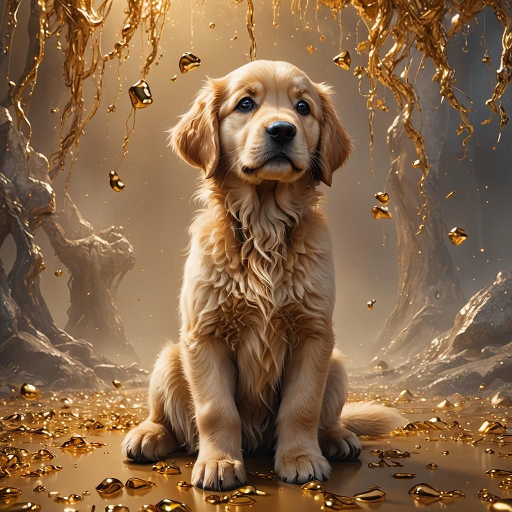 Golden Retriever Puppy: Fantastical Digital Matte Painting