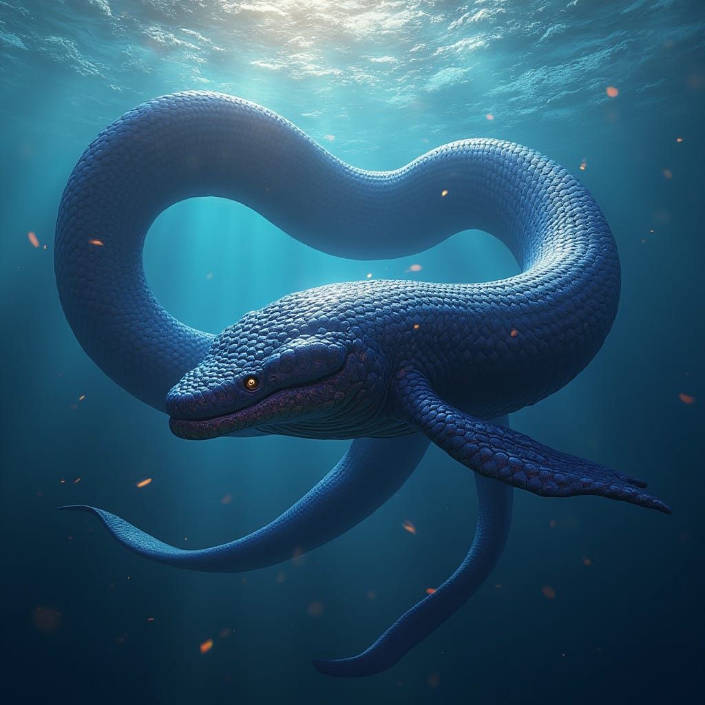 Majestic Blue Whale-Python Hybrid Conquers the Iridescent Oc...