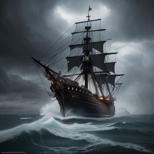 Pirate Ship in Storm: Hyperrealistic Concept Art