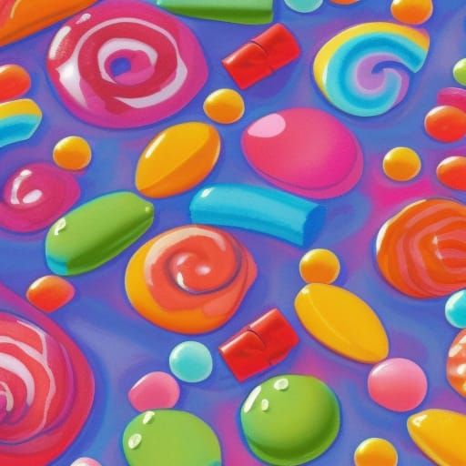 Vibrant Candyland Wonderland in Gouache Style