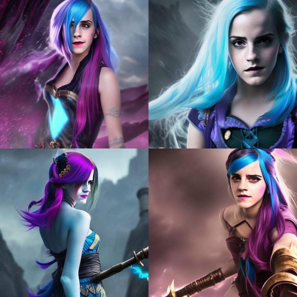 Woman as Jinx Cosplay in Digital Art Style